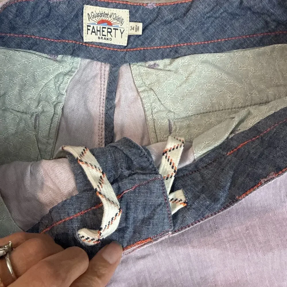 Faherty All Day Shorts Mens 34 Pink Preppy Coastal Chino Casual Flat Front